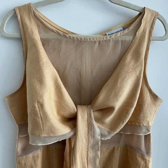 Femmes Je Vous Aime Tan Linen Dress Size Medium / Large - Picture 3 of 11